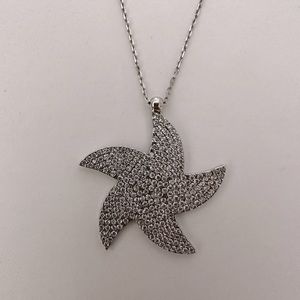 925 Sterling silver sea star necklace cz stones